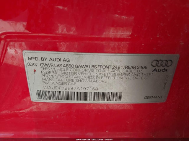 2007 AUDI A4 WAUDF78E87A197168 Photo 8
