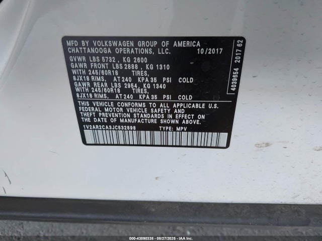 Volkswagen fsi 2018 1V2AR2CA3JC532898 Image 9