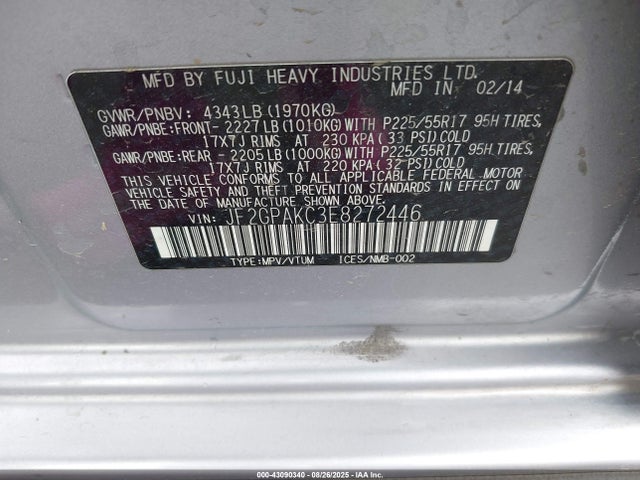 Subaru 2.0l na 2014 JF2GPAKC3E8272446 Image 9