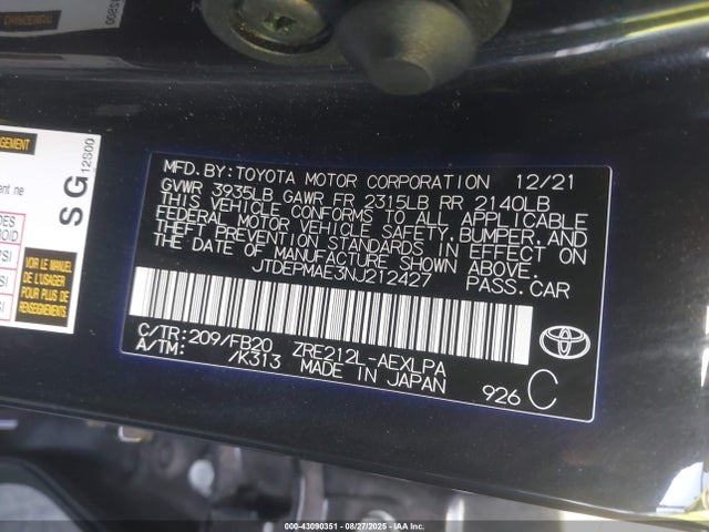 Toyota 2zr-fae 2022 JTDEPMAE3NJ212427 Image 22
