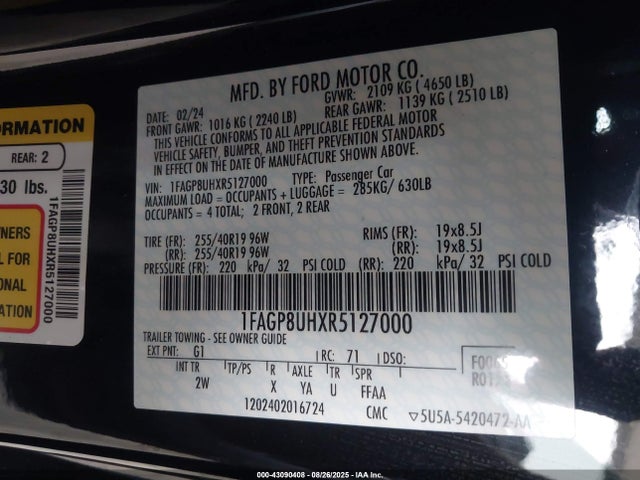 1FAGP8UHXR5127000 Ford Mustang Ecoboost