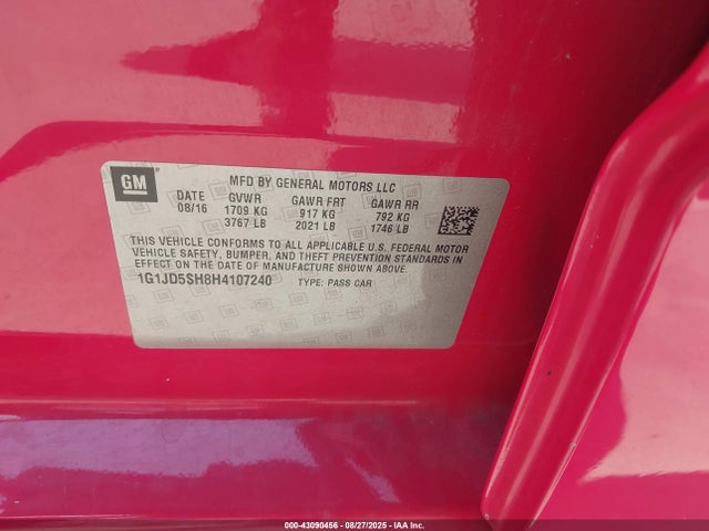 1G1JD5SH8H4107240 Chevrolet luw - mfi, e85 max