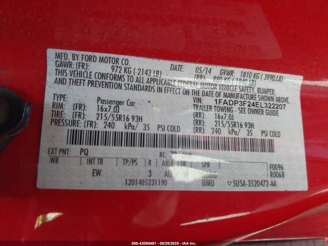 1FADP3F24EL322207 Ford 2014