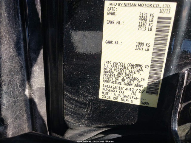 Nissan Maxima 2014 1N4AA5AP1EC442727 Image 9