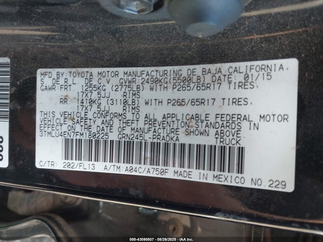 Toyota Tacoma Base V6/trd Pro 2015 3TMLU4EN7FM180225 Image 9