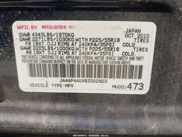 2011 MITSUBISHI OUTLANDER SPORT JA4AP4AUXBZ002923 Photo 8