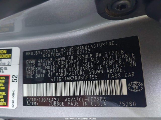 4T1G11AK7NU668195 Toyota a25a-fks
