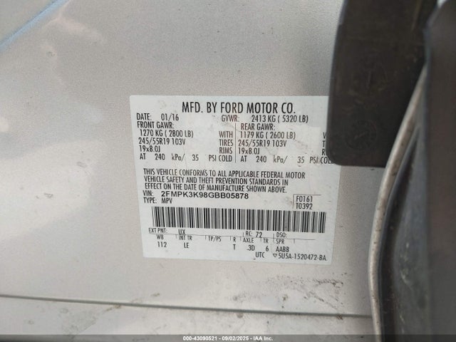 2FMPK3K98GBB05878 Ford 2016