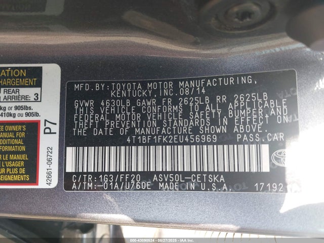 Toyota 2ar-fe 2014 4T1BF1FK2EU456969 Image 9