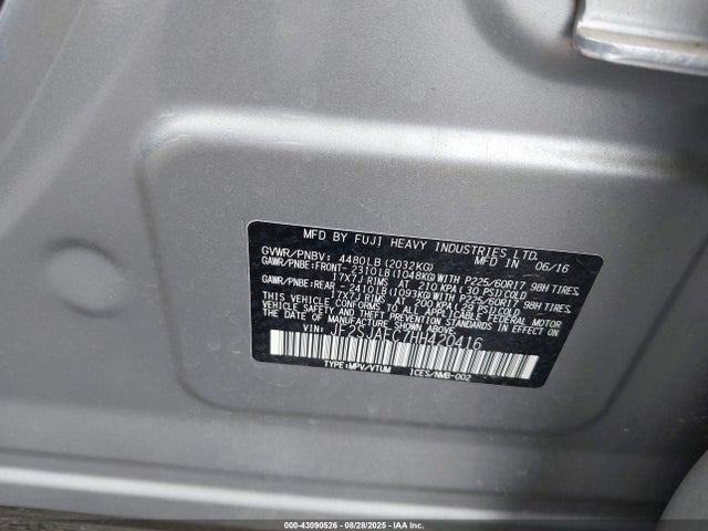 JF2SJAEC7HH420416 Subaru naturally aspirated u5