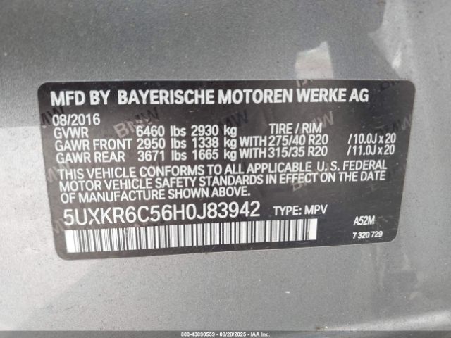 2017 BMW X5 5UXKR6C56H0J83942 Photo 8