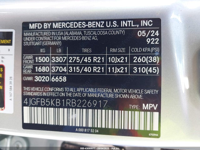 Mercedes-Benz m256 2024 4JGFB5KB1RB226917 Image 9