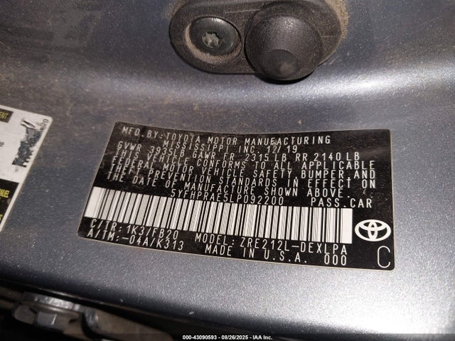 5YFHPRAE5LP092200 Toyota 2zr-fae
