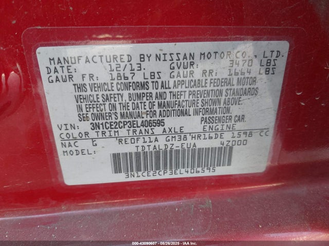 Nissan VERSA NOTE 2014 3N1CE2CP3EL406595 Image 9