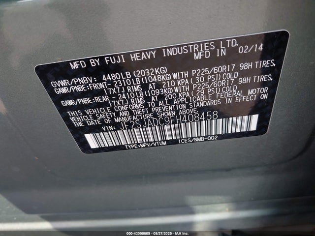 Subaru Forester 2.5i Premium 2015 JF2SJADC9FH408458 Image 9