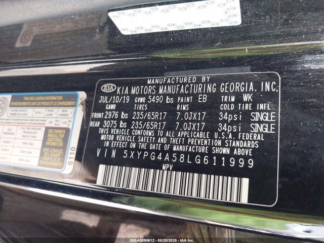 5XYPG4A58LG611999 KIA gdi lambda-ii