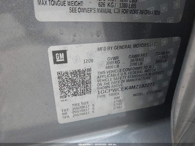 1GCPWCEK4MZ182277 Chevrolet l3b