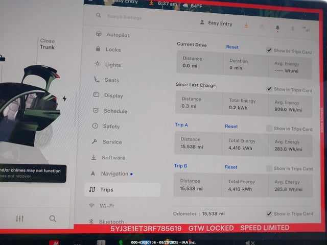 5YJ3E1ET3RF785619 Tesla MODEL 3