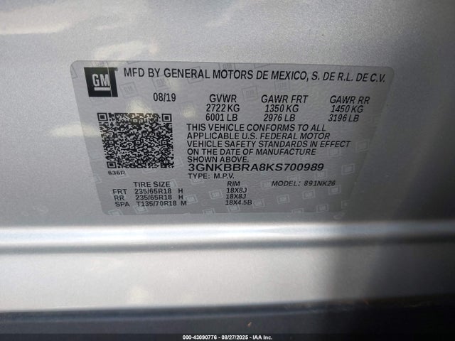 3GNKBBRA8KS700989 Chevrolet lcv