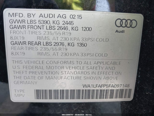 2015 AUDI Q5 WA1LFAFP5FA097148 Photo 8