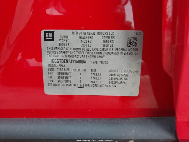 1GCGTDEN3J1150004 Chevrolet lgz - di: direct injection, vvt: variable valve timing, alum, var2, gen2