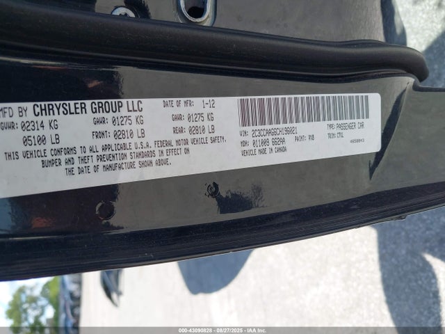 Продаж на аукціоні авто 2012 Chrysler 300, vin: 2C3CCAAG6CH196021, номер лоту: 43090828