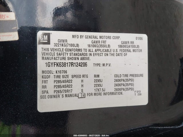 2007 CADILLAC ESCALADE 1GYFK63817R124206 Photo 8