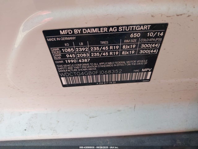 Mercedes-Benz GLA-Class 2015 WDCTG4GB0FJ068352 Image 9