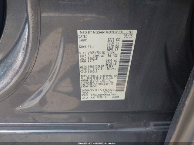 Nissan Titan 2015 1N6BA0EK1FN510852 Image 9