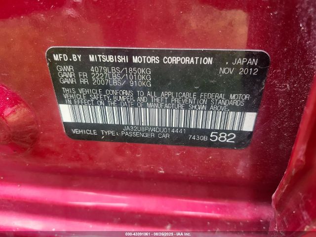 2013 MITSUBISHI LANCER JA32U8FW4DU014441 Photo 8