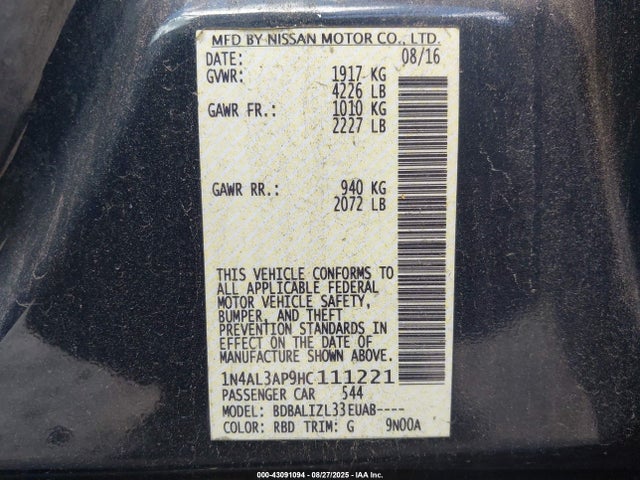 1N4AL3AP9HC111221 Nissan 2017
