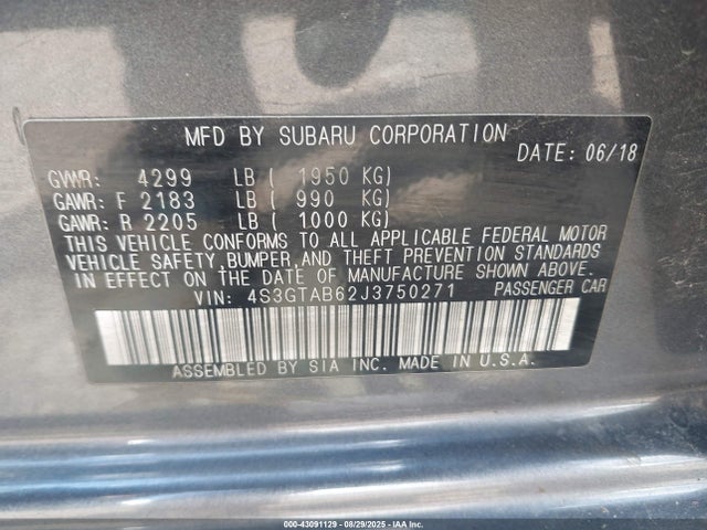 Subaru Impreza 2018 4S3GTAB62J3750271 Image 9