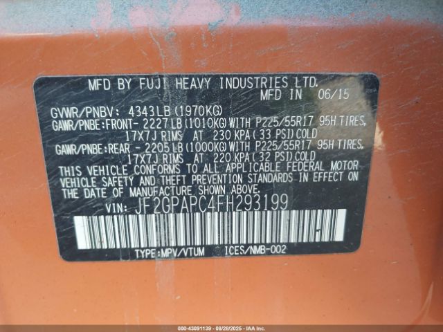 2015 SUBARU XV CROSSTREK JF2GPAPC4FH293199 Photo 8