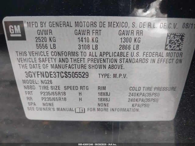 2012 CADILLAC SRX 3GYFNDE37CS505529 Photo 8