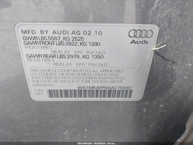 2010 AUDI Q5 WA1MKAFP6AA075880 Photo 8