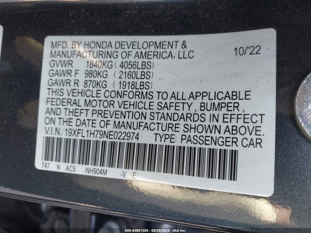 19XFL1H79NE022974 Honda l15b7