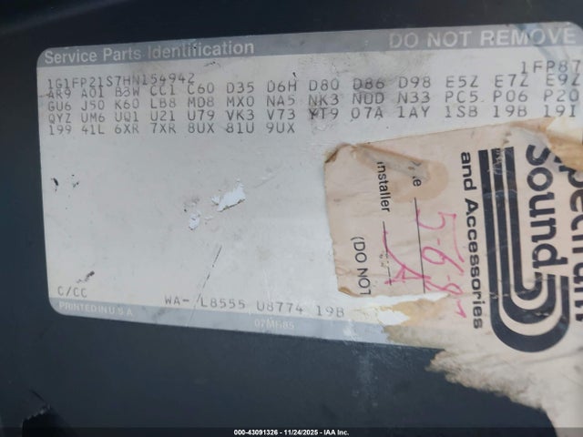 1987 CHEVROLET CAMARO 1G1FP21S7HN154942 Photo 8