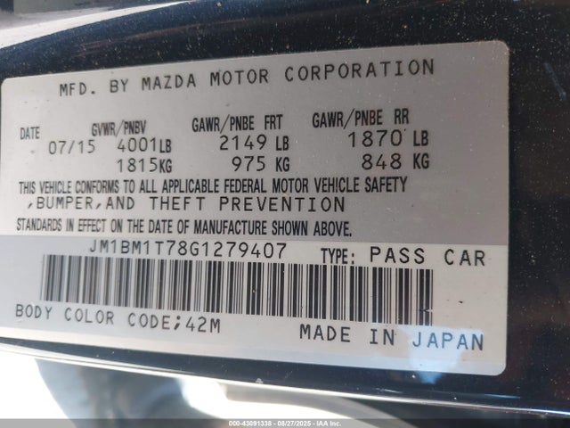 JM1BM1T78G1279407 Mazda pe