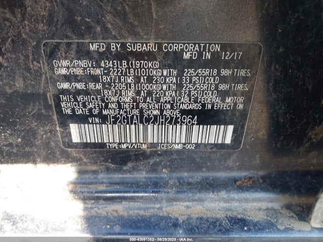 JF2GTALC2JH273964 Subaru naturally aspirated