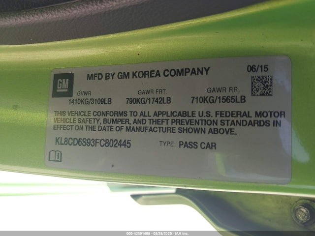Chevrolet ll0 2015 KL8CD6S93FC802445 Image 9