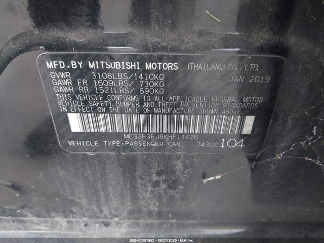 Mitsubishi 2019 2019 ML32F3FJ8KHF11426 Image 9