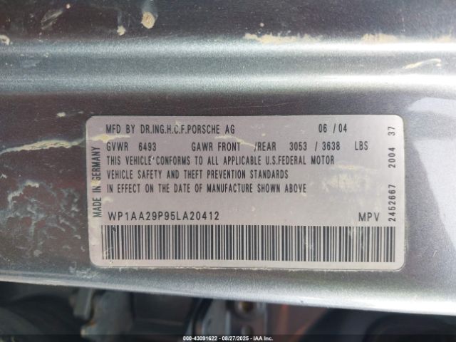 2005 PORSCHE CAYENNE WP1AA29P95LA20412 Photo 8