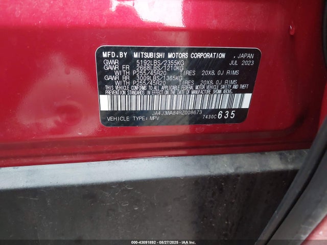 2024 MITSUBISHI OUTLANDER JA4J3WA84RZ008673 Photo 8