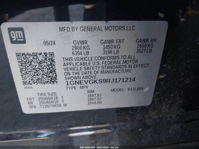1GNEVGKS9RJ171214 Chevrolet lk0