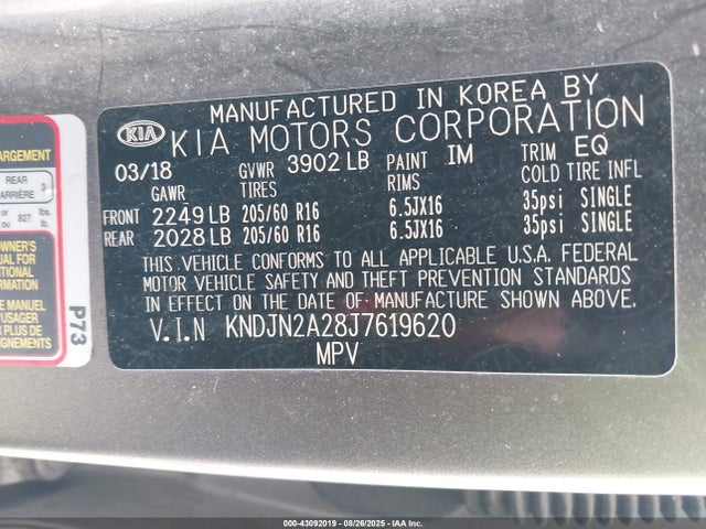 KIA g 2018 KNDJN2A28J7619620 Image 9