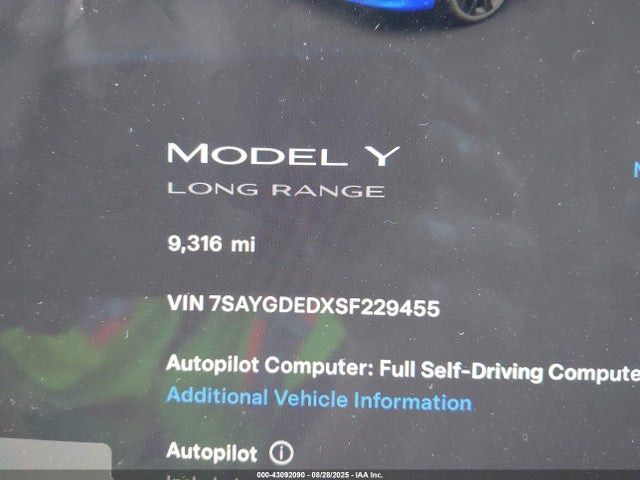 7SAYGDEDXSF229455 Tesla 2025