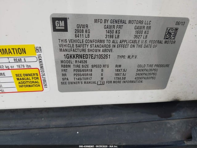1GKKRNED7EJ105261 GMC llt