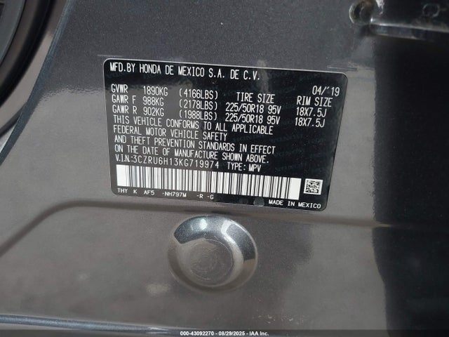 3CZRU6H13KG719974 Honda r18z9