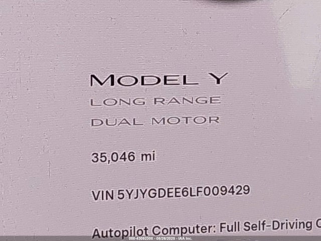 5YJYGDEE6LF009429 Tesla Model Y