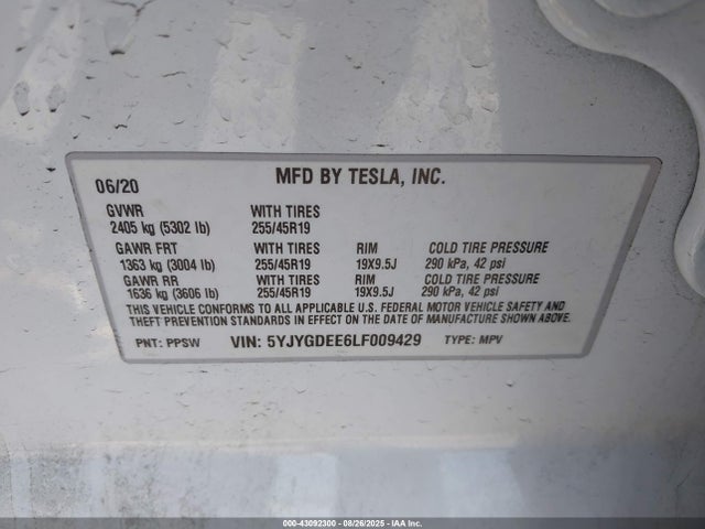 5YJYGDEE6LF009429 Tesla Model Y